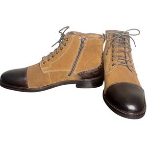 Thomas‎ & Vine Mens Suede Leather Cap Toe Lace Up Ankle Boots - Brown Size 10